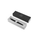 Golyóstoll, 0,7 mm, nyomógombos, fekete színű klip, matt fekete tolltest, PARKER, "Royal Jotter XL", kék