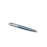 Golyóstoll, 0,7 mm, ezüst színű klip, Waterloo kék tolltest, PARKER "Royal Jotter", kék