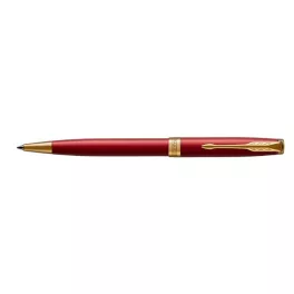   Golyóstoll, 1 mm, rotációs, piros tolltest, arany klip, PARKER "Royal Sonnet", kék