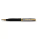 Golyóstoll, 1 mm, metál fekete tolltest, arany klip, PARKER "Royal Sonnet Premium", fekete