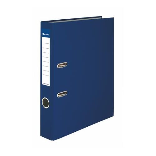 Iratrendező, 50 mm, A4, PP/karton, élvédő sínnel, VICTORIA OFFICE, "Basic", sötétkék