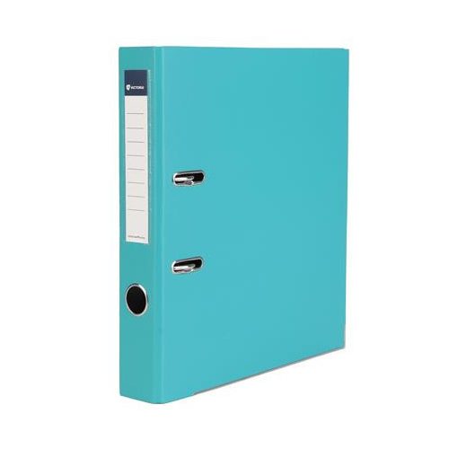 Iratrendező, 50 mm, A4, PP/karton, élvédő sínnel, VICTORIA OFFICE, "Basic", türkiz