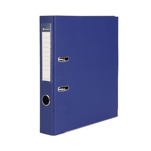 Iratrendező, 50 mm, A4, PP/karton, élvédő sínnel, VICTORIA OFFICE, "Basic", tengerészkék