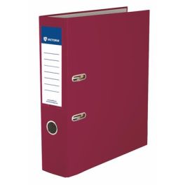   Iratrendező, 75 mm, A4, PP/karton, élvédő sínnel, VICTORIA OFFICE, "Basic", bordó