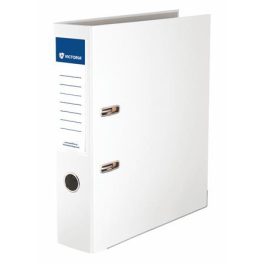   Iratrendező, 75 mm, A4, PP/karton, élvédő sínnel, VICTORIA OFFICE, "Basic", fehér