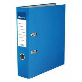   Iratrendező, 75 mm, A4, PP/karton, élvédő sínnel, VICTORIA OFFICE, "Basic", kék