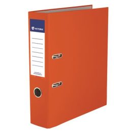  Iratrendező, 75 mm, A4, PP/karton, VICTORIA OFFICE, "Basic", narancs