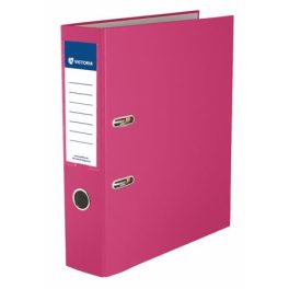   Iratrendező, 75 mm, A4, PP/karton, élvédő sínnel, VICTORIA OFFICE, "Basic", rózsaszín