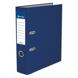   Iratrendező, 75 mm, A4, PP/karton, élvédő sínnel, VICTORIA OFFICE, "Basic", sötétkék