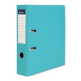   Iratrendező, 75 mm, A4, PP/karton, élvédő sínnel, VICTORIA OFFICE, "Basic", türkiz