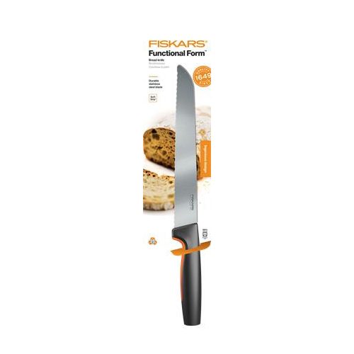Kenyérvágókés, 21 cm, FISKARS "Functional Form" fekete