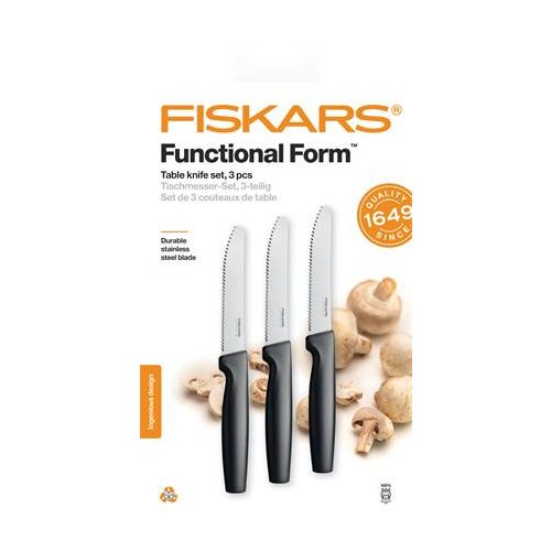 Késkészlet, asztali, 12 cm, FISKARS "Functional Form" fekete