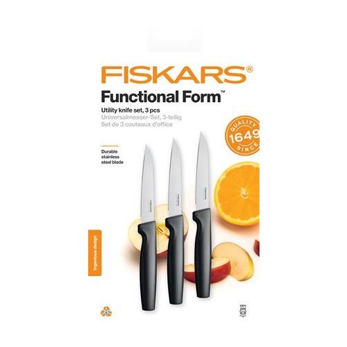 Késkészlet, általános, 11 cm, FISKARS "Functional Form" fekete