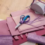 Olló, iskolai, 15 cm, FISKARS, ombré lila