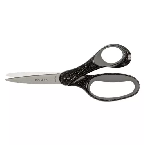 Olló, iskolai, 18 cm, FISKARS, csillámos fekete