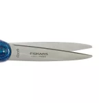 Olló, iskolai, 18 cm, balkezes, FISKARS, csillámos kék