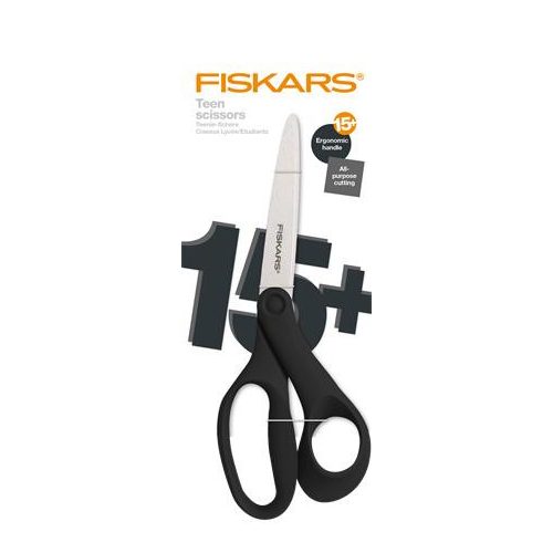 Olló, általános, 20 cm, FISKARS "Grad Teen", fekete