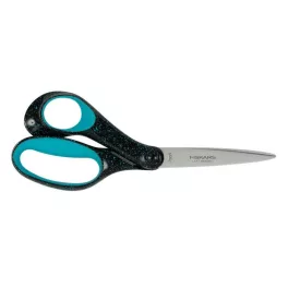   Olló, ifjúsági, 20 cm, balkezes, FISKARS, foltos pávakék