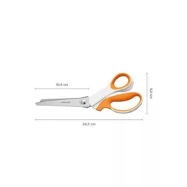   Olló, cikkcakk, 24,2 cm, FISKARS "SoftGrip™", fehér/narancssárga