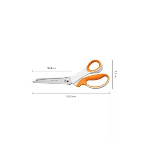 Olló, cikkcakk, 24,2 cm, FISKARS "SoftGrip™", fehér/narancssárga