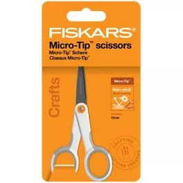  Olló, általános, tapadásmentes, 13 cm, FISKARS "MicroTip Titanium", fehér