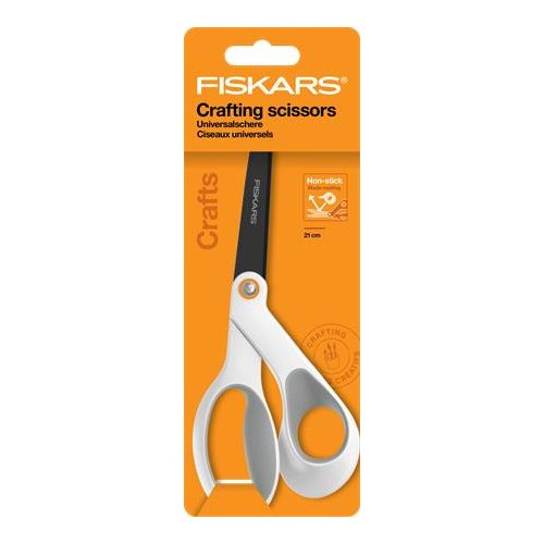 Olló, általános, tapadásmentes, 21 cm, FISKARS "Titanium", fehér
