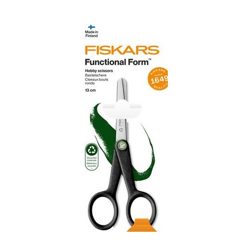 Olló, hobby, 13 cm, FISKARS "Functional Form Renew", fekete