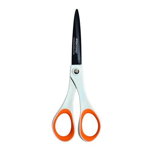Olló, általános, tapadásmentes, 17 cm, FISKARS "Non-Stick", fehér