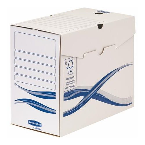 Archiválódoboz, A4, 150 mm, FELLOWES "Bankers Box Basic", kék-fehér