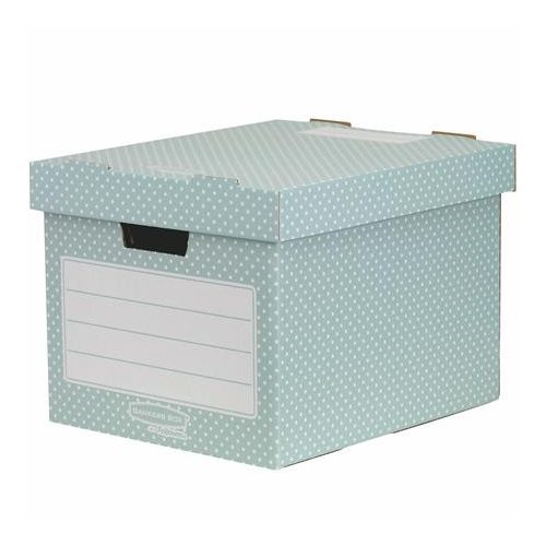Tároló doboz, karton, 33,3x28,5x39 cm FELLOWES, "Style", zöld-fehér