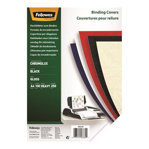 Hátlap, A4, 250 g, fényes, FELLOWES "Chromolux", fekete