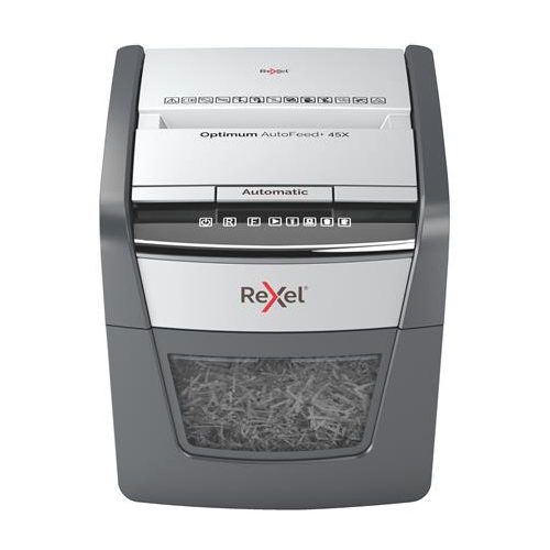 Iratmegsemmisítő, konfetti, 45 lap, REXEL "Optimum AutoFeed 45X"
