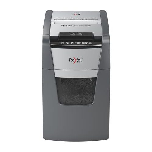 Iratmegsemmisítő, mikrokonfetti, 130 lap, REXEL, "Optimum AutoFeed+ 130M"