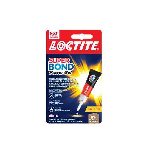 Pillanatragasztó gél, 4 g, HENKEL "Loctite Super Bond Power Gél"