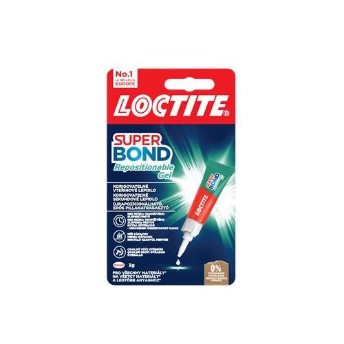 Pillanatragasztó gél, 3 g, HENKEL "Loctite Super Bond Repositionable Gel"