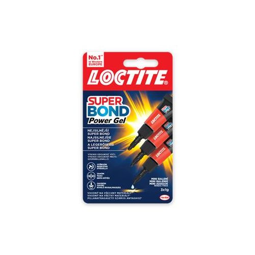 Pillanatragasztó gél, 3 x 1 g, HENKEL "Loctite Super Bond POWER Gél Mini Trio"