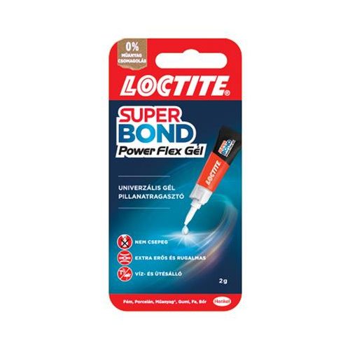 Pillanatragasztó gél, 2 g, HENKEL "Loctite Super Bond Power Flex Gél"