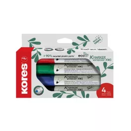   Tábla- és flipchart marker készlet, kúpos, KORES "Eco K-Marker", 4 különböző szín