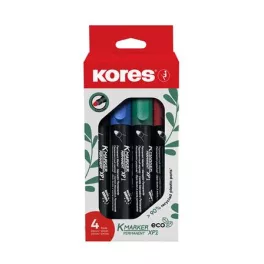   Alkoholos marker készlet, 3 mm, kúpos, KORES "Eco K-Marker", 4 különböző szín