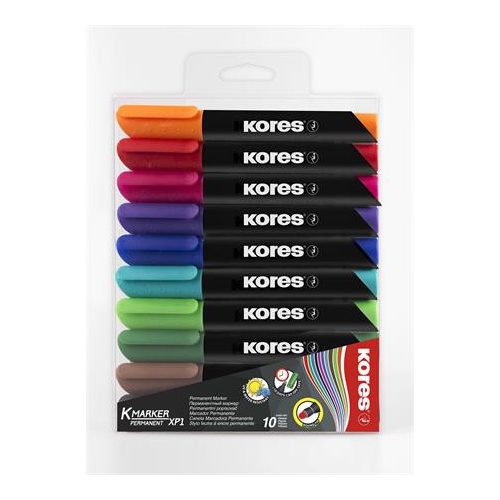 Alkoholos marker, 3-5 mm, kúpos, KORES "K-Marker", 10 különböző szín