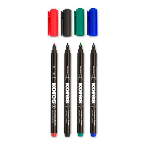 Alkoholos marker készlet, CD/DVD, 1 mm, KORES, 4 különböző szín