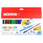 Filctoll készlet, kimosható, KORES "Korellos", 24 különböző szín