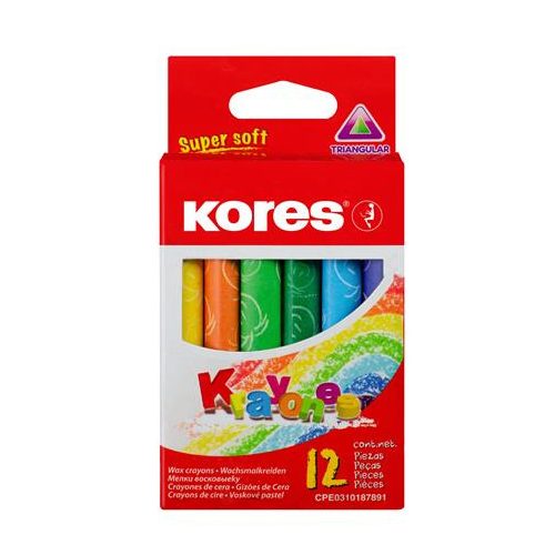 Zsírkréta, háromszögletű "KORES", 12 darabos