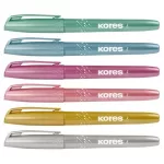 Szövegkiemelő készlet, 3-5 mm, KORES "Glitter", 6 különböző csillámos szín
