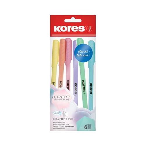 Golyóstoll, 1,0 mm, kupakos, háromszögletű, KORES "KOR-M Pastel", kék