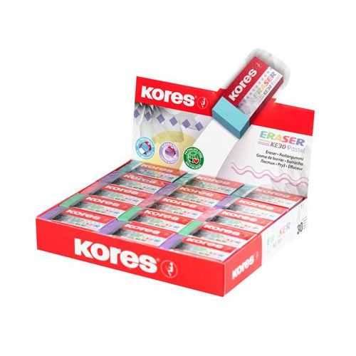 Radír display, KORES "KE-30", pasztell színek