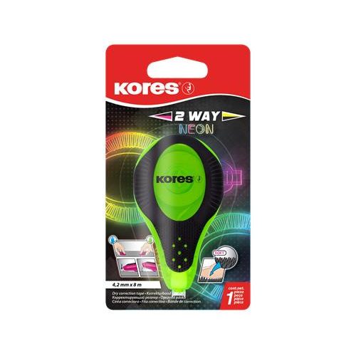 Hibajavító roller, 4,2 mm x 8 m, KORES "2WAY Neon", vegyes színekben