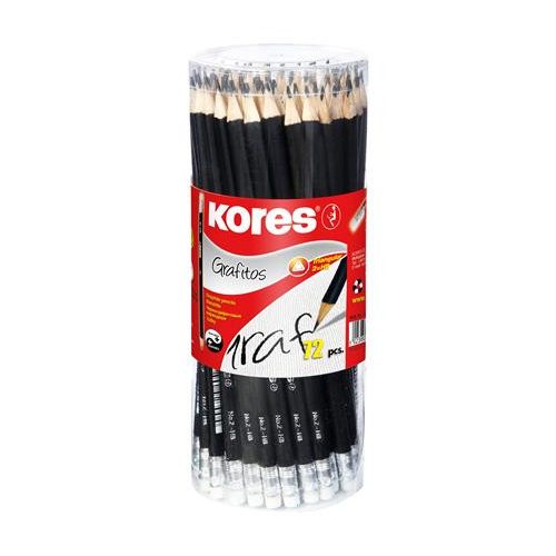 Grafitceruza radírral, HB, háromszögletű, KORES