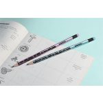 Grafitceruza radírral, HB, háromszögletű, KORES "Style Cracked", vegyes metál színek