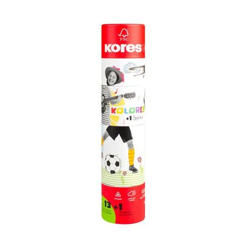 Színes ceruza készlet, háromszögletű, 1 grafittal, 1 hegyezővel, KORES "KOLORES Twist & Turn", 12 különböző szín